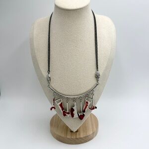 Gothic Bloody Tool Choker Necklace – Skull Chain & Red Enamel Tool Charms